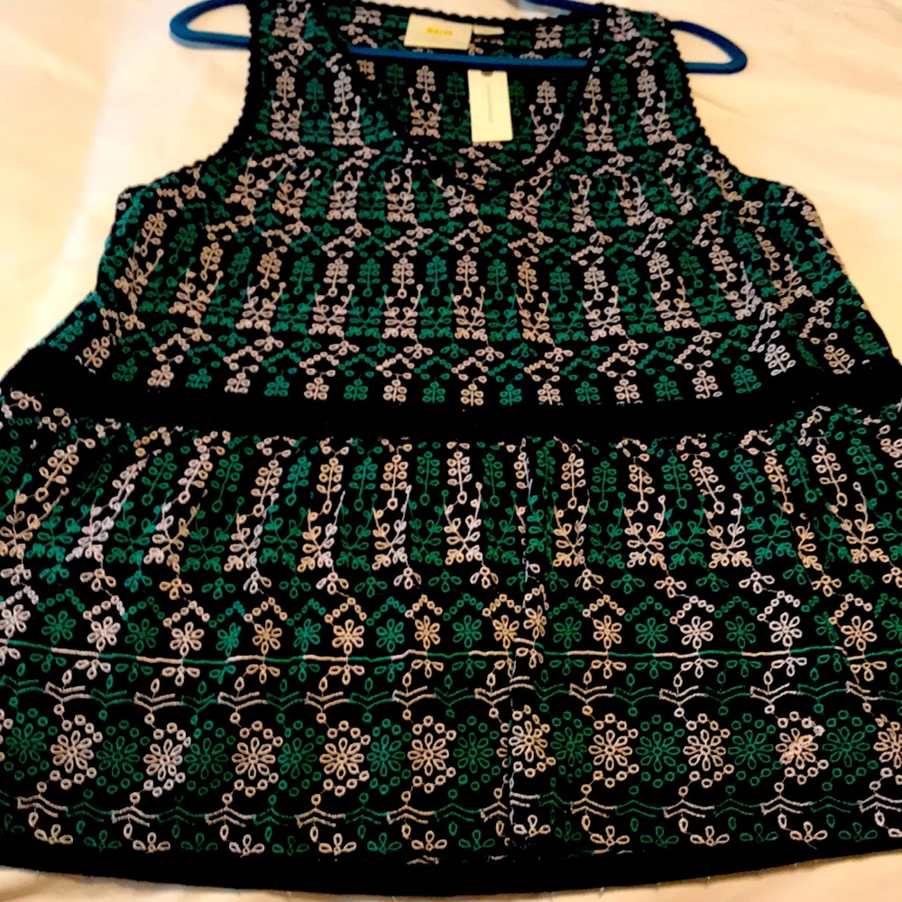 Maeve by Anthropologie NWT Navy/Kelly Green Top